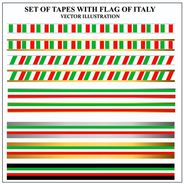 Набор лент с флагами Италии. Иллюстрация
. - Вектор,изображение