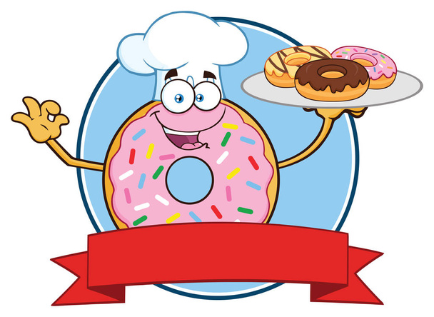 Personaje de la mascota de la historieta del donut del chocolate
  - Vector, Imagen
