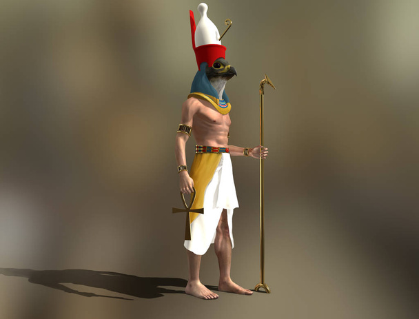 エジプトの神ホルスの3Dイラスト - 写真・画像