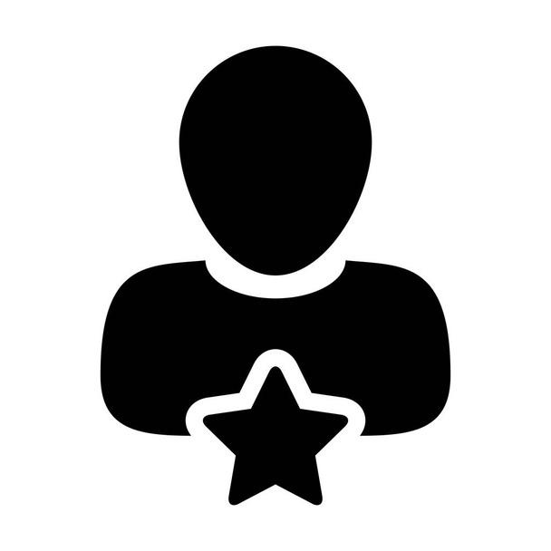 Vettore icona del dipendente con stella maschio profilo utente simbolo avatar per la valutazione in un pittogramma glifo illustrazione
 - Vettoriali, immagini