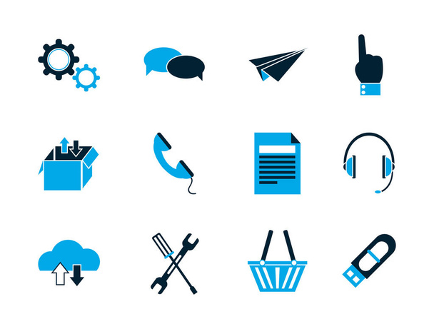 internet of things collection icons blue style - Vektori, kuva