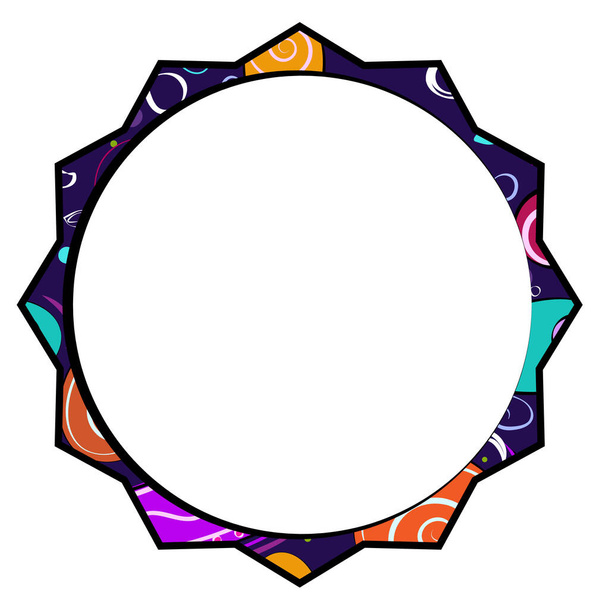 Round frame with a pattern. Template for text on white backgroun - Vector, Image