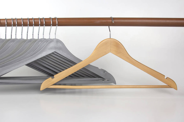 Set of hangers for clothes on a white background.The choice of s - Φωτογραφία, εικόνα