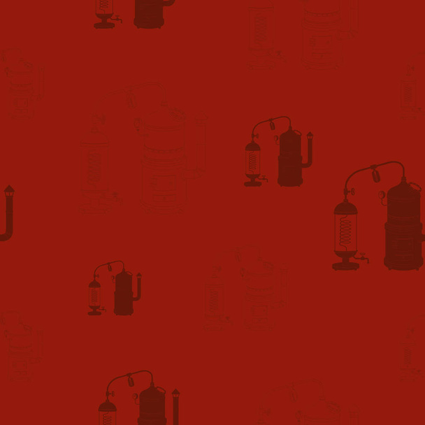 nahtloses Muster mit Vintage Destillationsapparat - Vektor, Bild