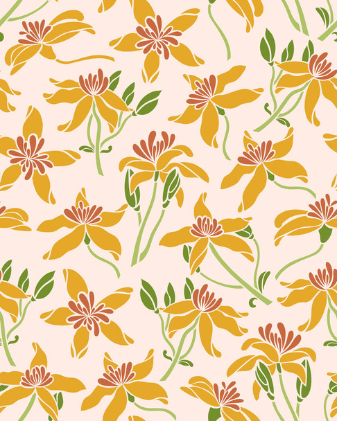 Seamless pattern with flower clematis. Surface design. Texture for fabric, wallpaper, paper. Vector illustration. - Vecteur, image