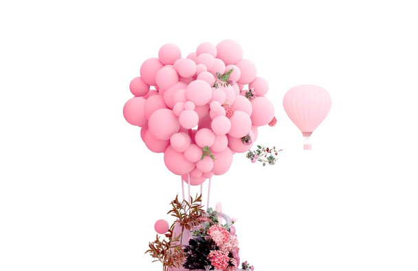 3d maken roze kleur ballonnen voor kerst decor - Foto, afbeelding