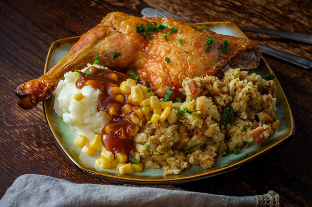 Thanksgiving Dinner Plate - Foto, afbeelding