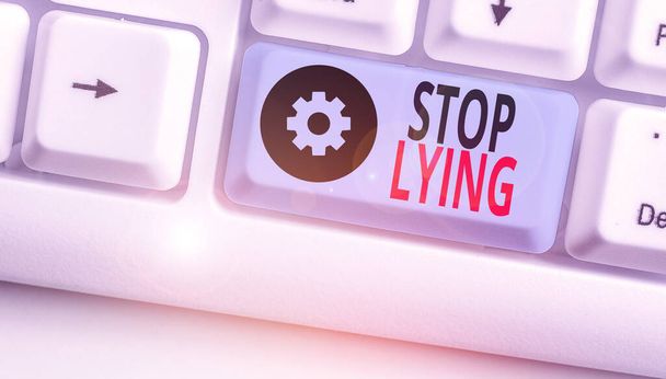 Text sign showing Stop Lying. Conceptual photo put an end on chronic behavior of compulsive or habitual lying. - Photo, Image