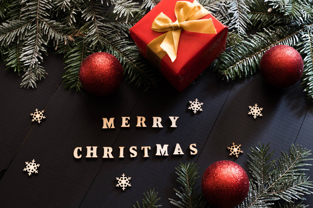 'merry christmas' words on christmas background - Foto, Imagem