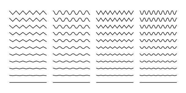 Wave set in abstract style on white background. Decoration element. Geometric design. Vector illustration ocean. Vector line design. Vector sound wave. Vector graphic set. - Vector, Image