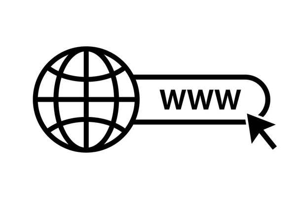 Icône Web. Signe WWW. Rechercher www icône vectorielle. Technologie d'hébergement Web. Icône Globe hyperlien. Vecteur isolé. Page du site de recherche navigateur
. - Vecteur, image