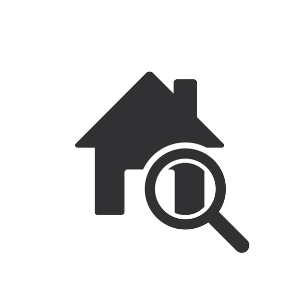 Een icoon van House Loupe. Zoeksymbool illustratie. Home pictogram vector.  - Vector, afbeelding
