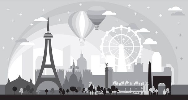 Paris Skyline silhouette 7 - Вектор,изображение