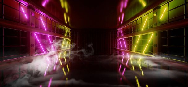 Neon-Laser Bühne Cyber virtuelle lila gelb glühende Strahlen auf mich - Foto, Bild