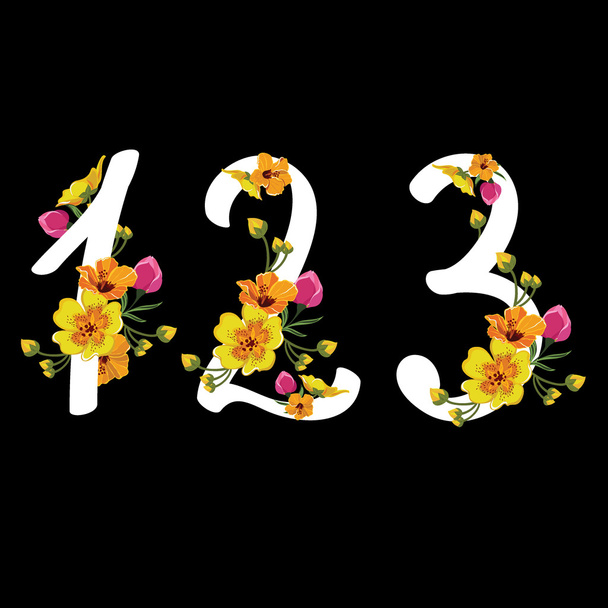 Floral numbers set illustration. - 写真・画像
