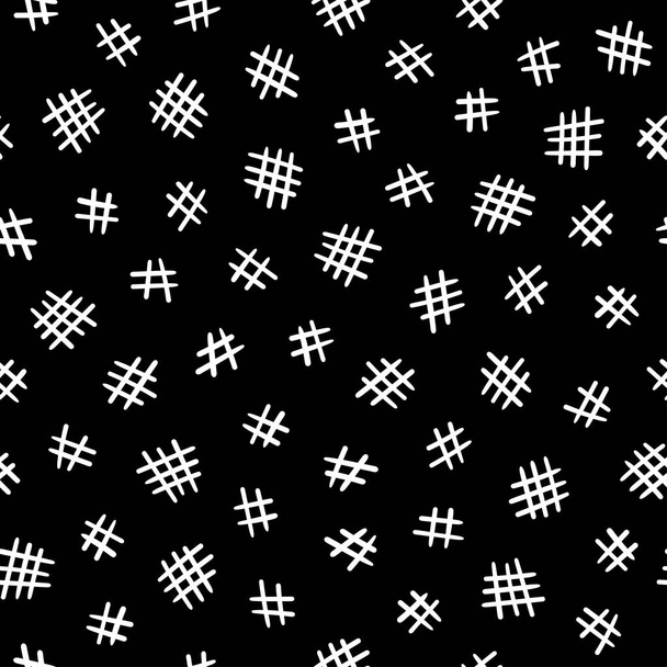Abstract doodle grid pattern on black background - Vettoriali, immagini