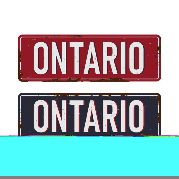 Ontario Canada rusty old enamel sign on white background - Vector, Image