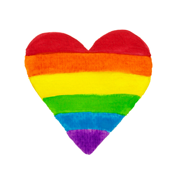 Hand drawn colored pencil heart shape rainbow colors. LGBT, LGBTQ+ or gay equality concept - Photo, Image