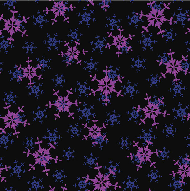 saumaton vektori kuvio violetti lumihiutaleet musta
 - Vektori, kuva