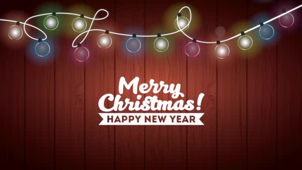 boldog boldog karácsonyi lapot villanykörték és betűk - Felvétel, videó