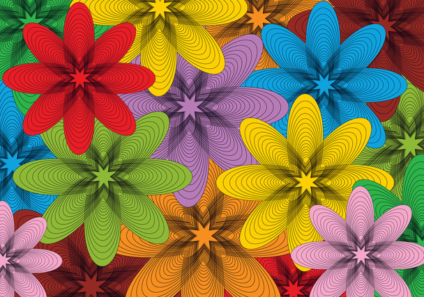 Color flores retro fondo
 - Vector, imagen