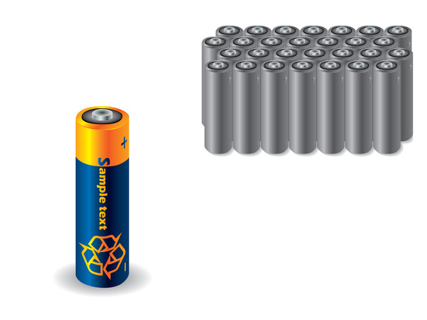 Recyclingbatterie gegen alte Batterien - Vektor, Bild