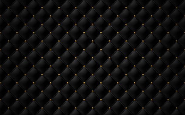 Vector abstracte bekleding of mat zwart lederen textuur sofa achtergrond en antieke bronzen nagels voor antieke meubels decoratie bloem hoofd patroon - Vector, afbeelding
