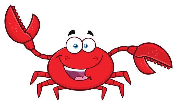 Ευτυχισμένο Crab Cartoon Mascot Εικονογράφηση χαρακτήρα διάνυσμα  - Διάνυσμα, εικόνα