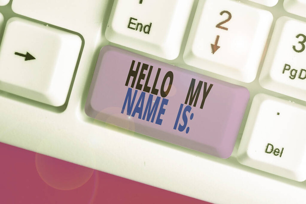 A Hello My Name Is feliratot. Üzleti fotó bemutatása Bemutatkozik másoknak Szeretné megmutatni, hogy hívja fel. - Fotó, kép
