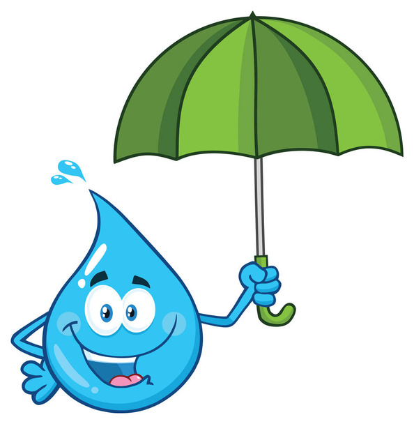 Clipart Ilustración Gota de agua azul Personaje de la mascota de dibujos animados
 - Vector, Imagen