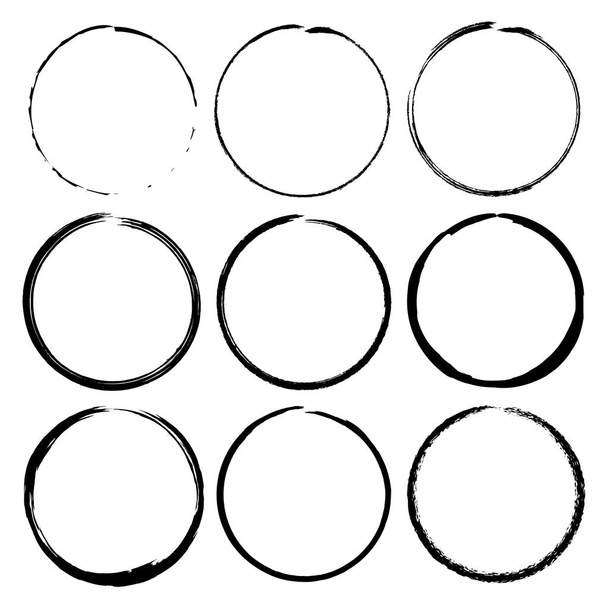 Grunge κύκλο βούρτσα πλαίσια μελάνης που. Σύνολο διανύσματος - Διάνυσμα, εικόνα