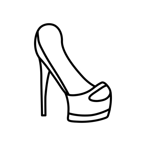 женский аксессуар на высоких каблуках значок на белом фоне толстой линии - Вектор,изображение