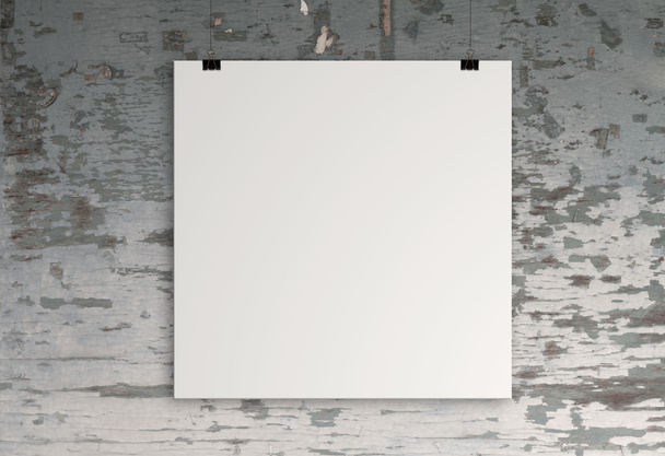 blank paper card 3d on composition wall as concept - Photo, Image