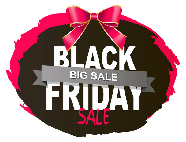 Black Friday Sale Promotional Banner with Bow - Vector, afbeelding