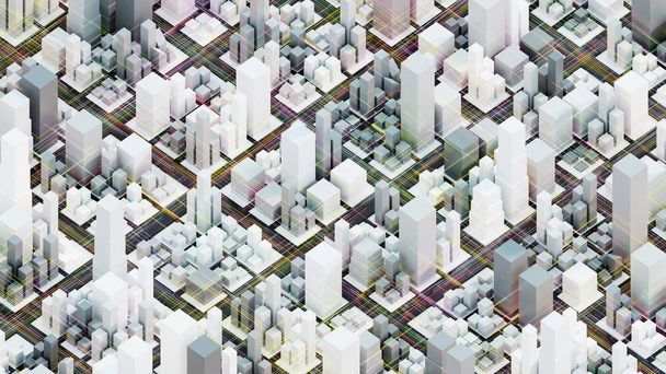 Mega miasto techno; miejskich i futurystycznych koncepcji technologicznych, - Zdjęcie, obraz