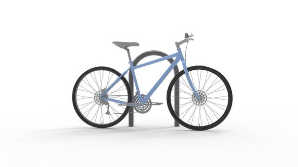 3d візуалізація припаркованого велосипеда на круглому полюсі ізольовано
 - Фото, зображення
