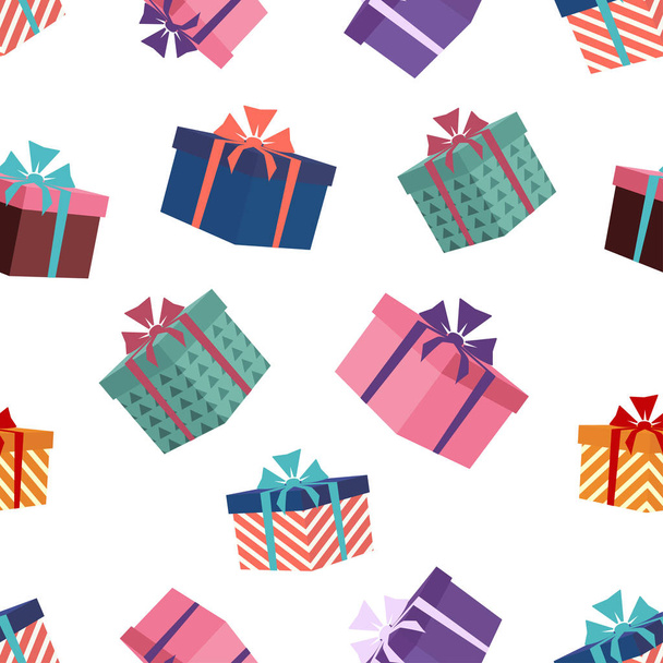 pattern colorful gift box with bow ribbon - Vector, Image
