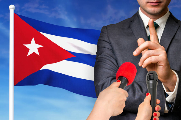 Konferencja prasowa na Kubie - Zdjęcie, obraz
