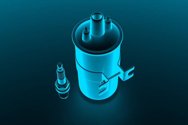 Котушка запалювача, система запалювання та розсіювання. 3D візуалізація
 - Фото, зображення