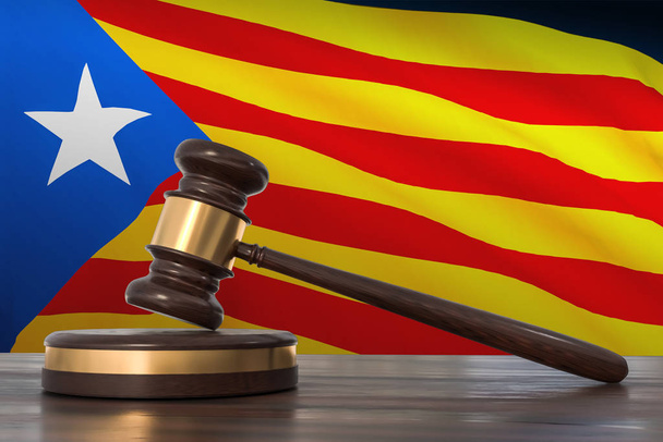 Justice in Catalonia. Wooden gavel in lawyer office. - Photo, Image