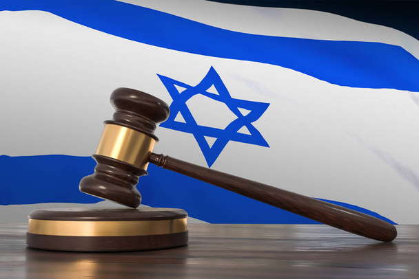 İsrail 'de adalet. Avukatlık ofisinde tahta tokmak.. - Fotoğraf, Görsel