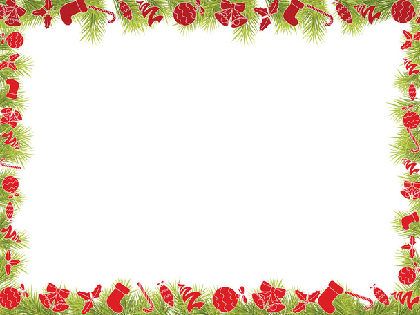 Christmas Frame Background with Fir Tree Branch Border - Vektor, obrázek