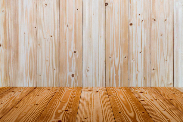 Dark wood background wall and floor. wooden texture for put prod - Foto, Imagem