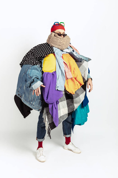 Man addicted of sales and clothes, overproduction and crazy demand - Fotó, kép