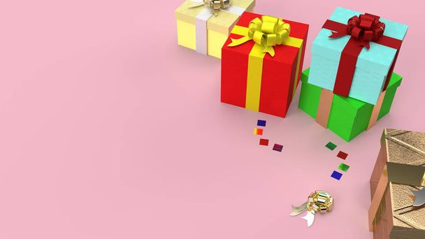 Las cajas de regalo sobre fondo rosa 3d imagen de renderizado para celebrar
 - Foto, imagen