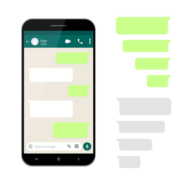 Definir interface de mensagens de bolhas de diálogo isolado no fundo branco.Caixas de mensagem de texto na tela do smartphone. Bolhas de texto vazias. Existências de vectores
. - Vetor, Imagem