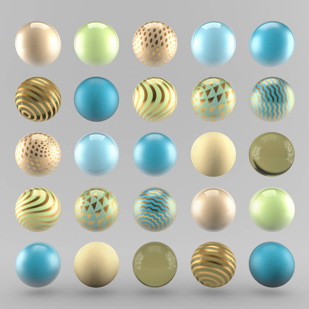 Gray luxury background with geometric shapes from balls. 3d illustration, 3d rendering. - Fotoğraf, Görsel