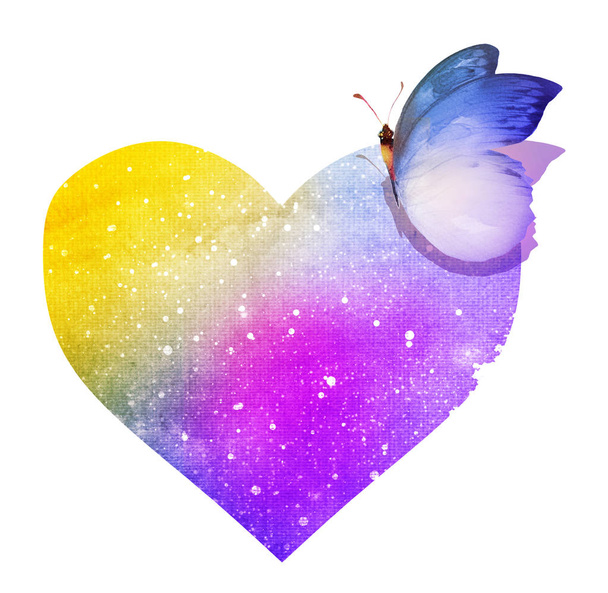 Mariposa acuarela con corazón
 - Foto, Imagen