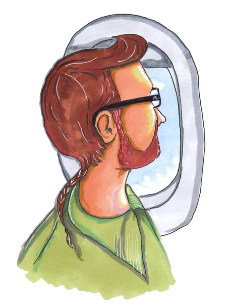 Man in vliegtuig - Foto, afbeelding