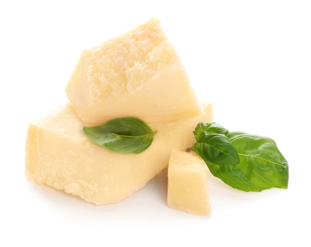 Tasty Parmesan cheese on white background - Photo, Image